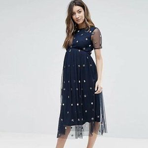 M-Maya Maternity, M, s/s poly embellished dress